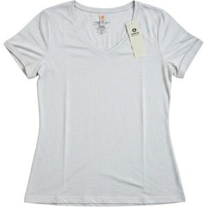 Mono‎ B Womens V-Neck Short Sleeve T-Shirt Heather Gray Small NWT